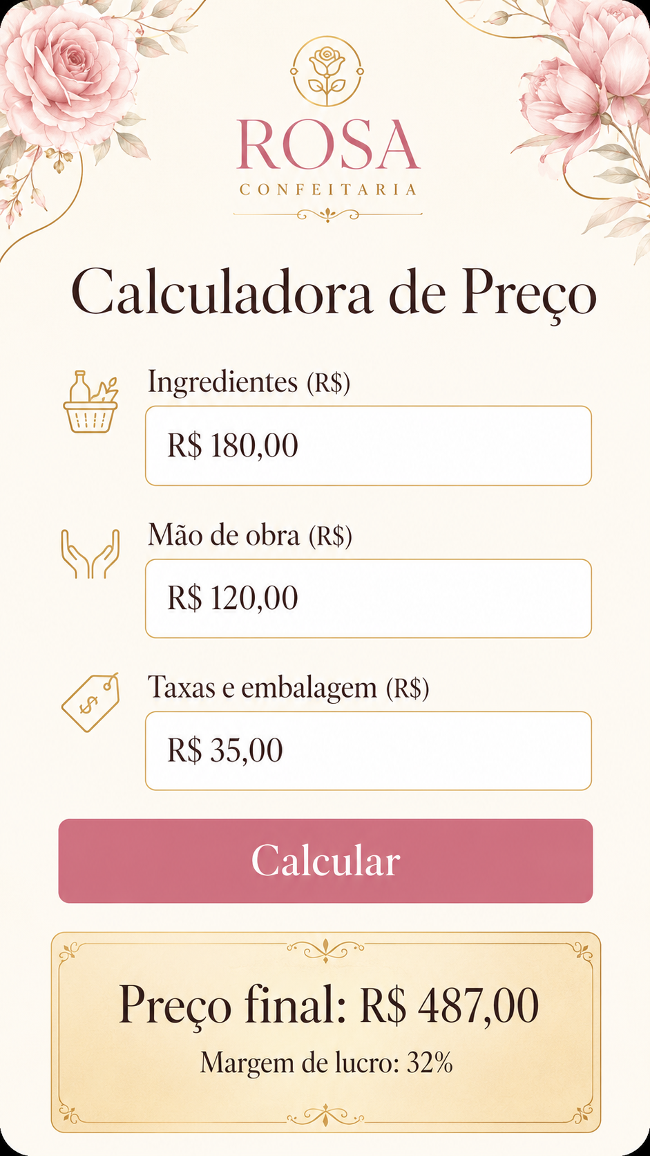 Calcule o preço