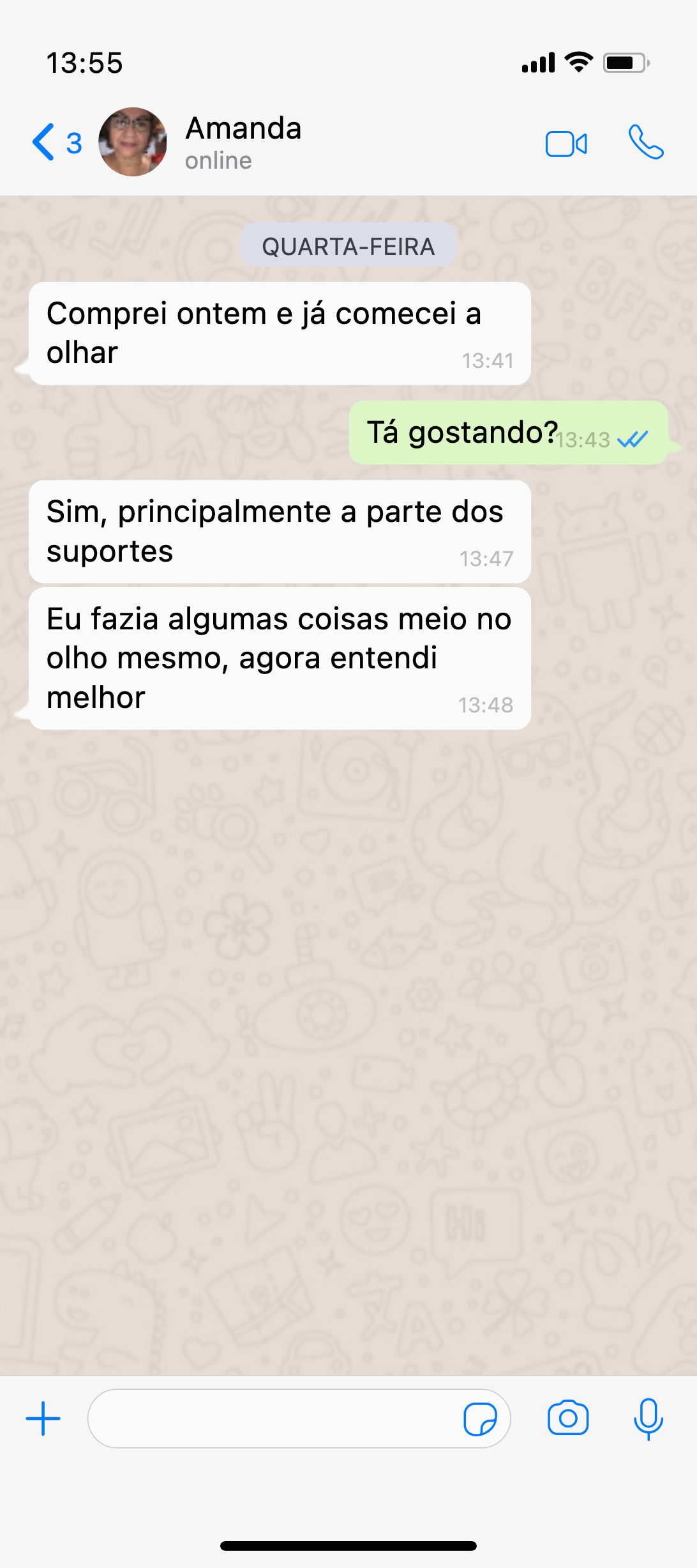 Depoimento de confeiteira no WhatsApp